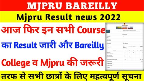 Mjpru Result Mjpru News Today Mjpru Latest News Mjpru