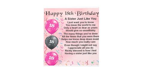 Sister Poem 18th Birthday Design Notepad Zazzle