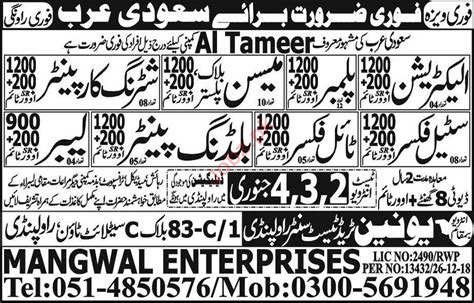 Electrician Jobs In Saudi Arabia Job Advertisement Pakistan