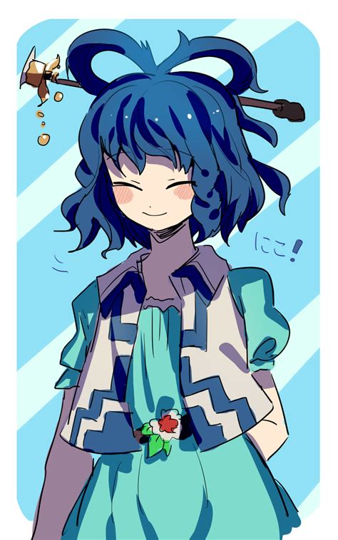 Safebooru 1girl Absurdres Blue Background Blue Dress Blue Hair Blush