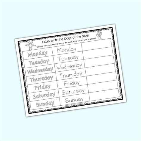 Days Of The Week Worksheets Free Printable