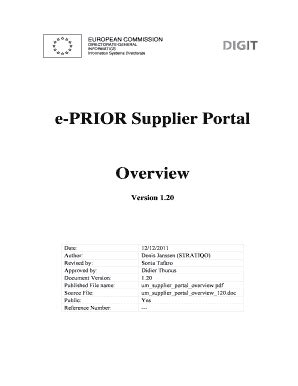 Fillable Online Ec Europa E PRIOR Supplier Portal Overview European