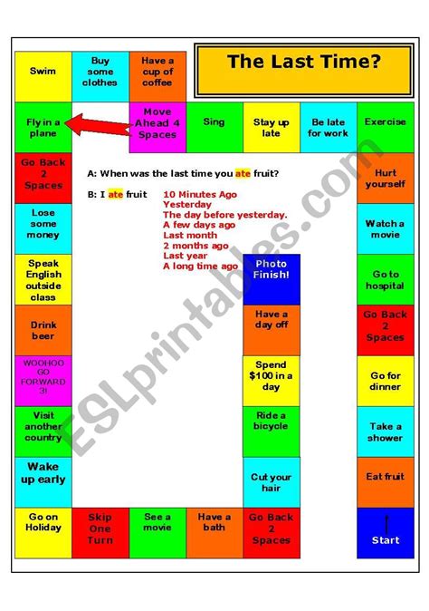 Past Tense Board Game Esl Worksheet By Mrcase