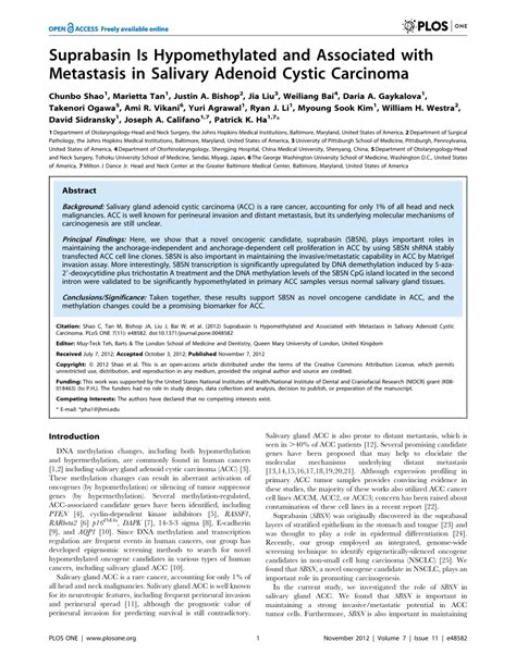 PDF Suprabasin Is Hypomethylated And Associated With Metastasis In