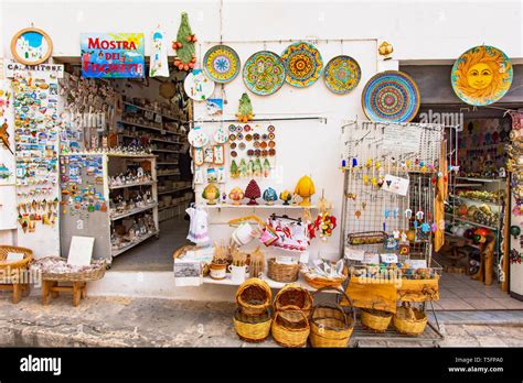 Italy, Ostuni, a typical souvenir shop typical of the city Stock Photo ...