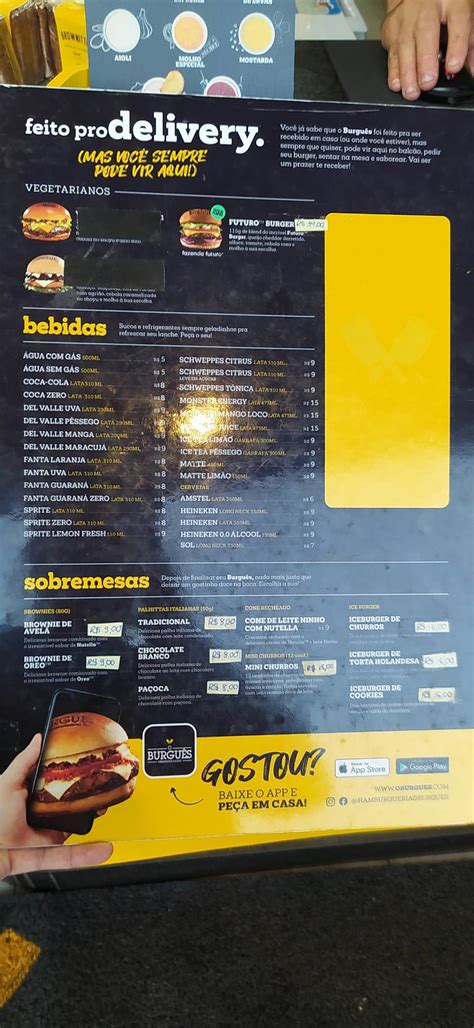 Menu Em O Burgu S Hamburgueria Cl Ssica Asa Sul Restaurante Bras Lia