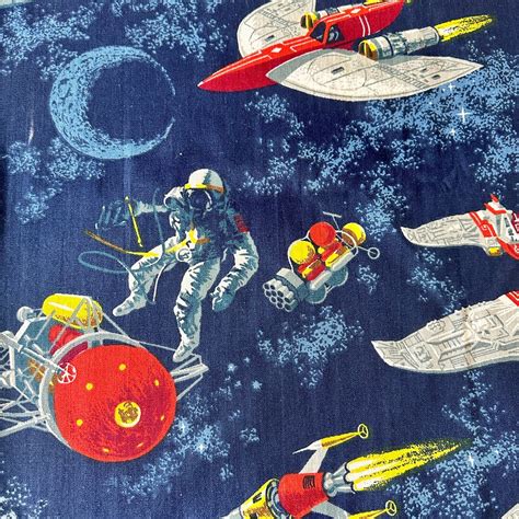 Vintage 1979 House N Home Astronaut Fabric Scrap 1979 Space Rockets