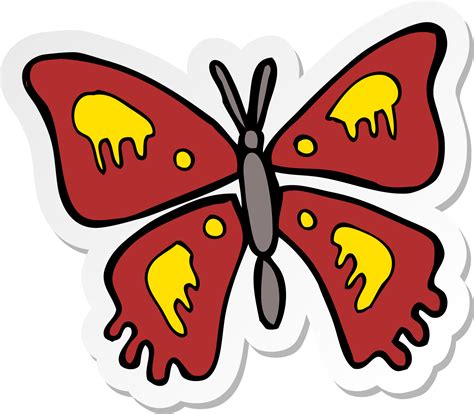 Pegatina De Una Mariposa De Dibujos Animados 39892734 Png