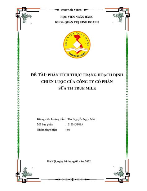 TH TRUE MILK NHÓM 1 Bài tập nhóm về th true milk về hoạch định chiến