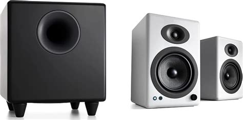 Audioengine A Plus White Powered Speakers With S Black Subwoofer And