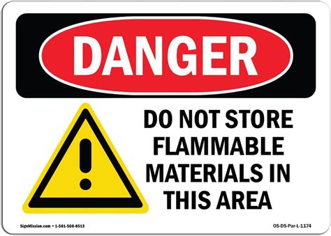 Osha Danger Sign Do Not Store Flammable Materials Decal Protect Your Business