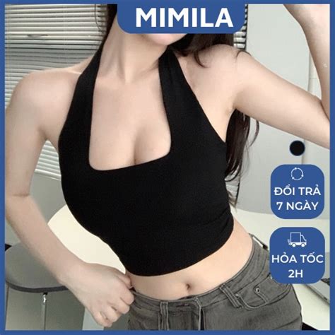 [mã Fadep0706 Giảm đến 30k đơn Từ 99k] Áo Croptop Ba Lỗ Nữ Cổ Yếm