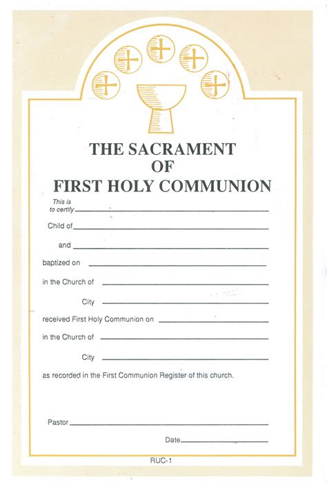 First Holy Communion Certificates