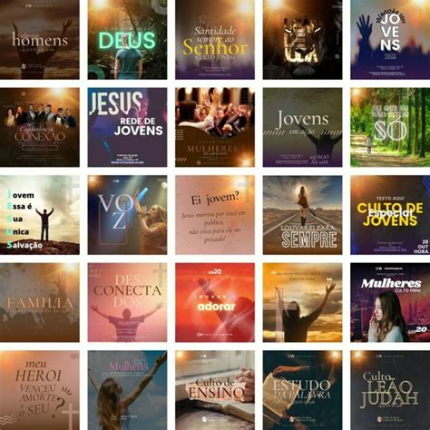 Templates Canva Gospel Culto 50 Artes Editáveis Bônus Studios Cat