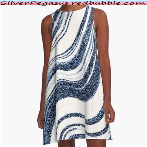 Textured Marble Indigo Blue A Line Dress For Sale By Silverpegasus