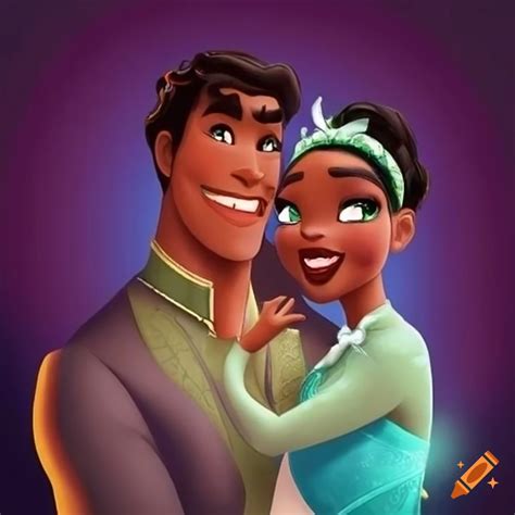 Princess Tiana And Prince Naveen In A Romantic Scene On Craiyon