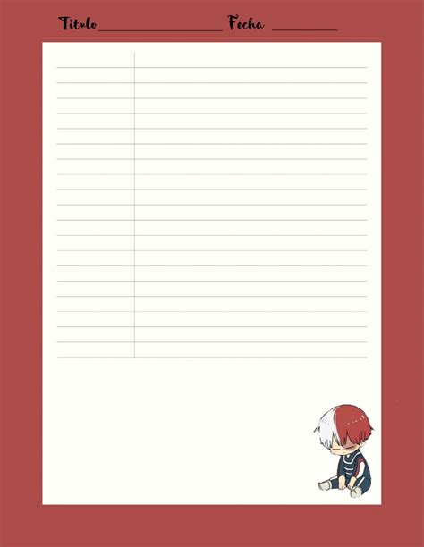 Hoja De Raya Anime Todoroki Shoto Anime Paper Note Pad Design Note