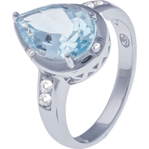 Bague En Argent Rhodi G Topaze Bleue Carats Topaze