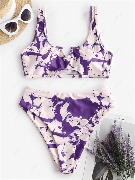 Damen Bikinis Bikini Sets Zaful Cabbage Bikini Badeanzug Mit Hohem