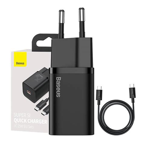 BASEUS ŁADOWARKA SIECIOWA KOSTKA ZASILACZ USB C PD 25W Z KABLEM USB C