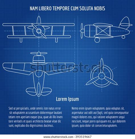 Plane Blueprint Image Drawing Airplane Draft Stock Vector (Royalty Free) 393519667 | Shutterstock