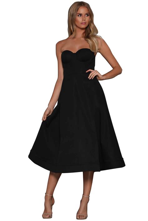 Wholesale Black Sexy Cupped Strapless Midi Dress