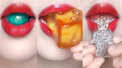 Asmr Satisfyingly Color Jelly Pudding Eating Sounds Emoji Food Mukbang