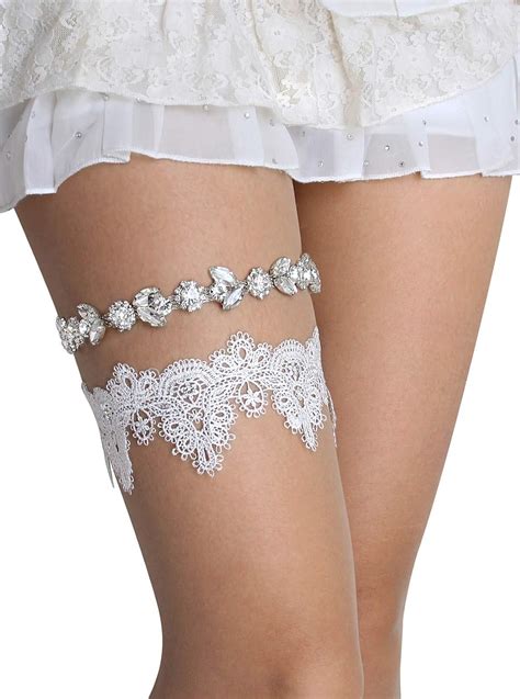 Wedding Garters For Bride Garter Set Lace Garter Set With Rhinestones