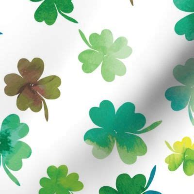 Lucky Watercolor Clover Field Spoonflower