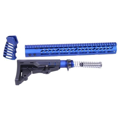 Ar 15 Set M Lok Handguard Carbine Stock Skeleton Grip Anodized Blue Hot Sex Picture