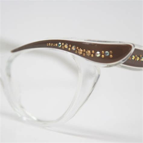 Black Cat Eye Glasses Vintage Rhinestone Cateye Frames Nos Etsy