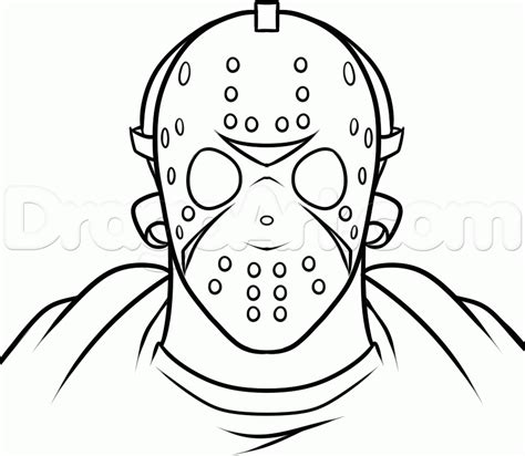 How To Draw Jason Voorhees Easy Step 6 Jason Drawing Scary Drawings