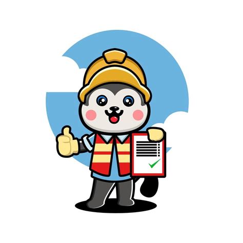 Cute husky construction worker cartoon 12251585 Vector Art at Vecteezy