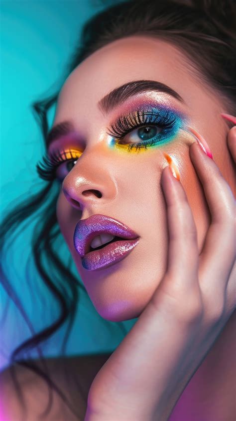 Colorful Portrait Photography Artistic Makeup Neon Light Portrait