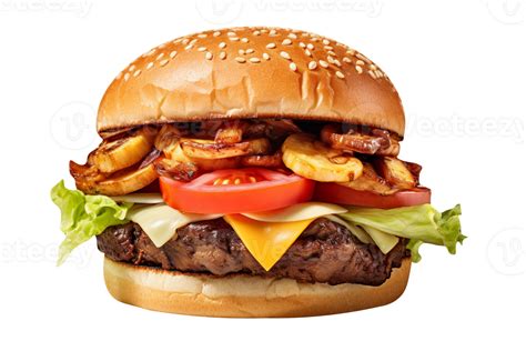 Tasty Mushroom Swiss Burger On Transparent Background 25229940 Png