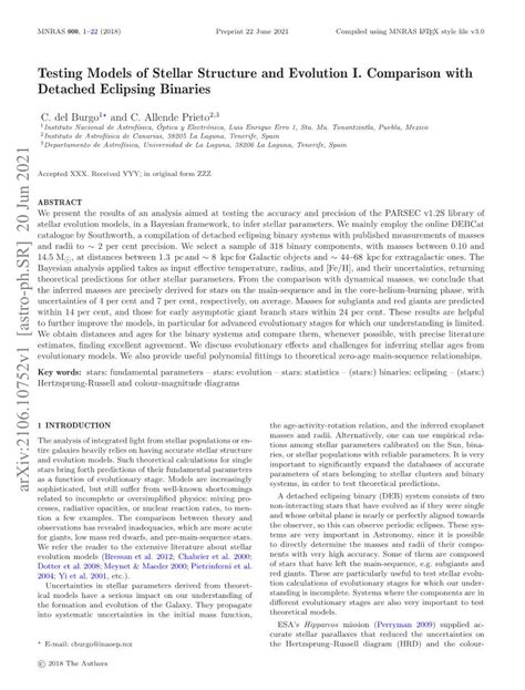 Testing Models Of Stellar Structure And Evolution I Comparison With