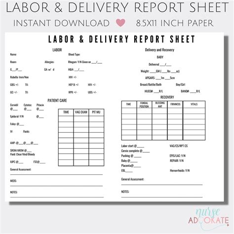 Labor And Delivery Rn Report Sheet Template Sbar Handoff Etsy