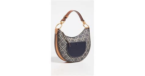 Tory Burch T Monogram Jacquard Mini Crescent Bag In Blue Lyst