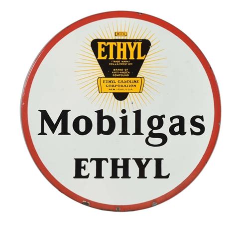 Lot Detail Mobilgas Ethyl With Ethyl Logo Porcelain Sign