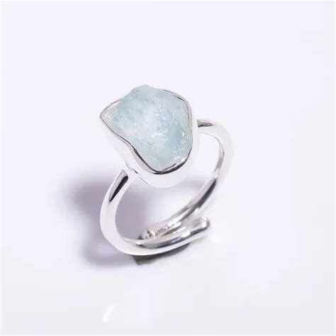 Female Handmade 925 Sterling Silver Aquamarine Gemstone Adjustable