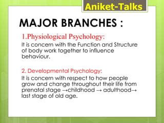 Branches of Psychology | Lecture-2 | PPT