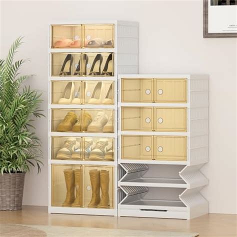 Amazon Beeveer Foldable Shoes Rack Organizer Clear Plastic Shoes