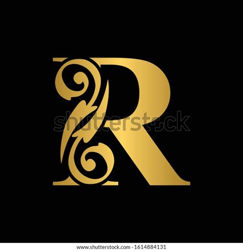 Gold Letter R Vintage Golden Flower Stock Vector Royalty Free