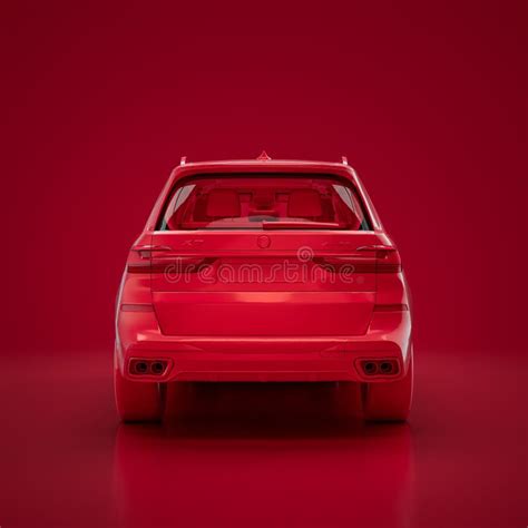 Crimson Red Car, BMW X7 2019. Back View, 3D Rendering Editorial Image ...