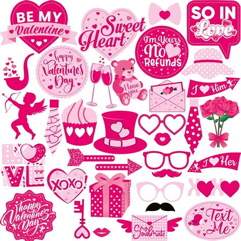 Amazon.com: KatchOn, Pink Valentine Photo Props - Huge, Pack of 35 ...