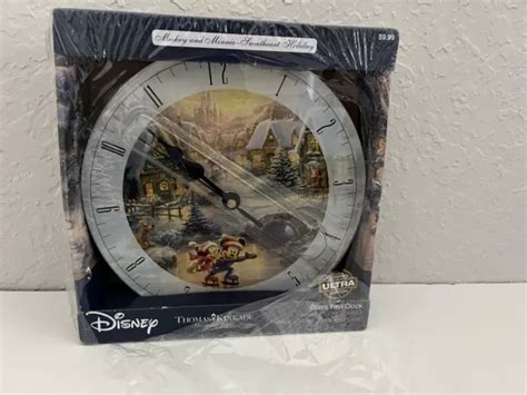 THOMAS KINKADE DISNEY Mickey And Minnie Glass Wall Clock Sweetheart