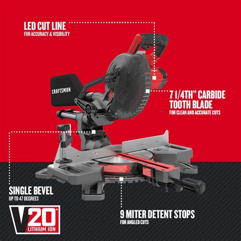 V20* Cordless 7-1/4-in Sliding Miter Saw Kit (1 Battery) | CRAFTSMAN