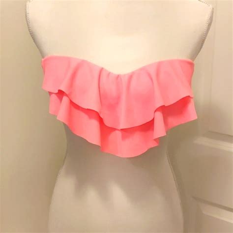 Arizona Jean Company Swim Arizona Jean Co Strapless Coral Bikini Swim Top With A Tie Back M