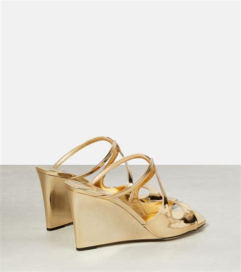 Jimmy Choo Anise 85 Leather Wedge Sandals Jimmy Choo