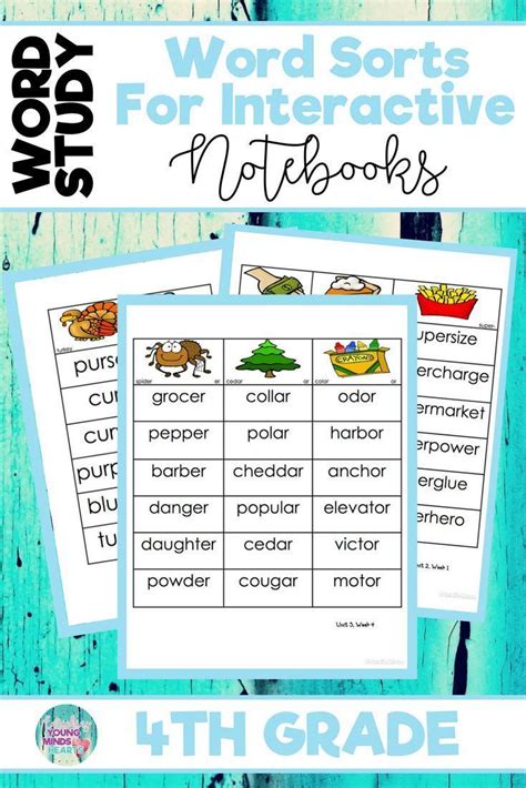 Word Study Spelling Word Sorts 4th Grade Phonics Word Sorts Word